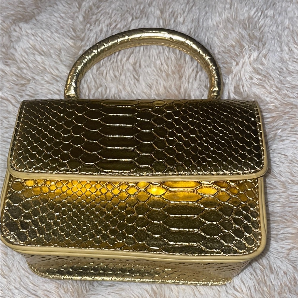 Gold Textured Women's Handbag